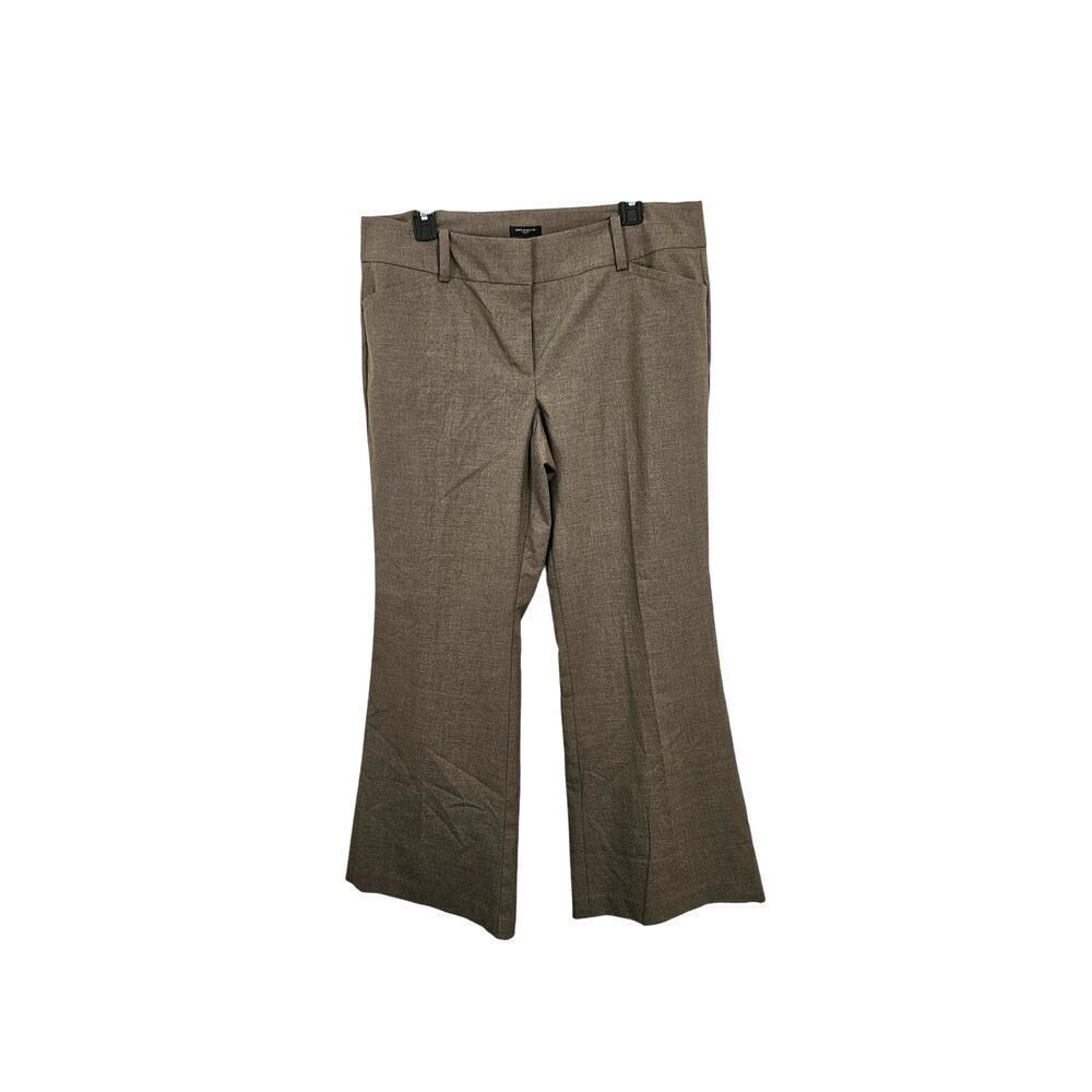 Ann Taylor Modern Fit Trouser Flare Leg Pants Brown Mid-Rise Sz 12 Large Stretch